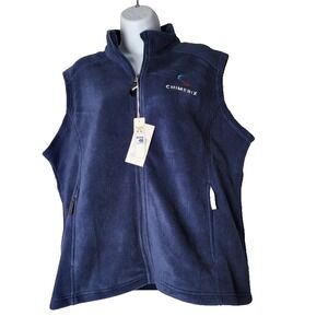 Core 365 Women's Fleece Vest XL Navy Full Zip Sleeveless Chimerix Logo NWT‎